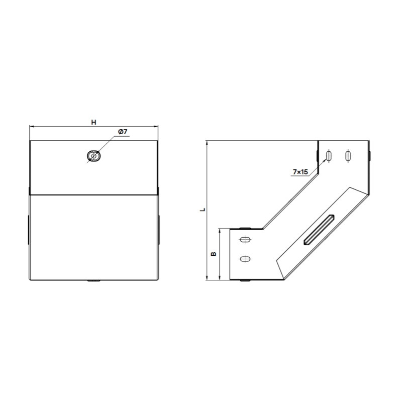 Угол замковый горизонт.90 градусов EKF с крышкой для лотка 100х50 мм