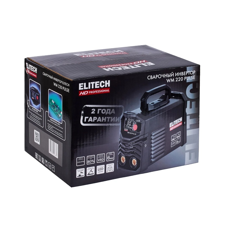 Инвертор сварочный Elitech WM 220 PULSE (10-220А 110-275В, ПВ80% 1,6-5мм)