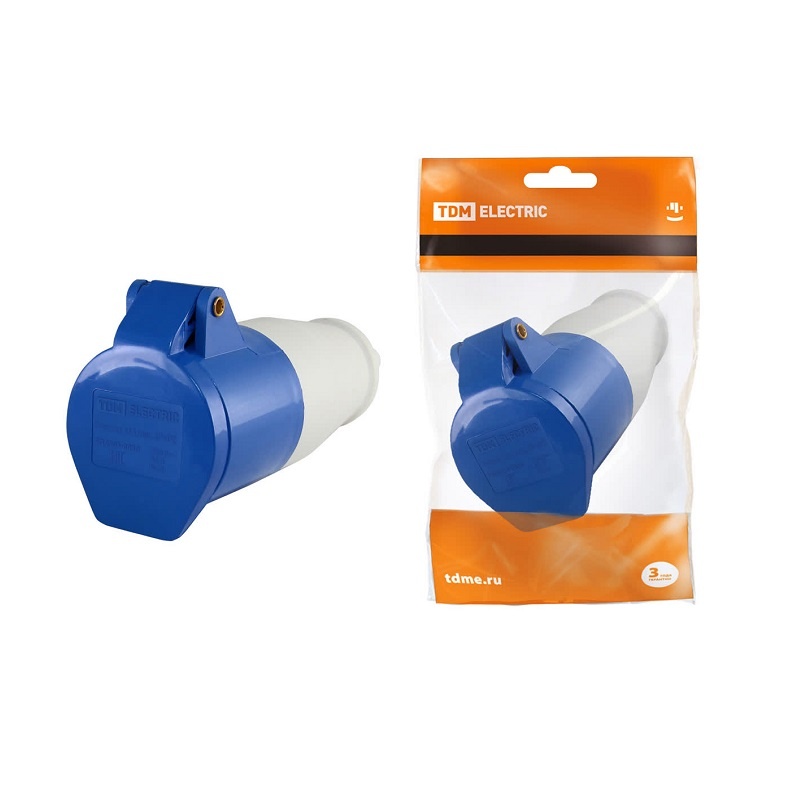 Розетка переносная 213, 2Р+РЕ, 16А, 230В, IP44