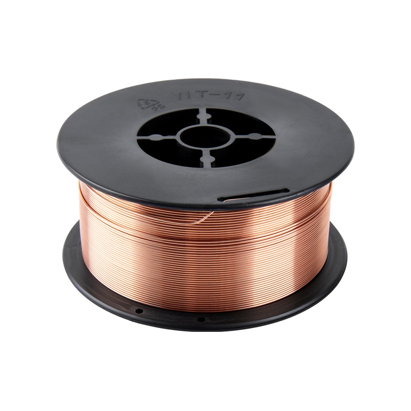 Проволока сварочная стальная омедненная Elitech ER70S-6 режим сварки с газом d=0,8 мм, D катушки=100 мм (1 кг)