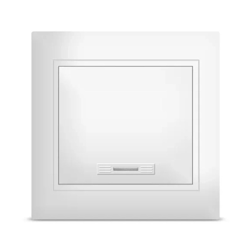 Выключатель в сборе с/у Севиль С0121, 1 клавиша, с/инд, IP20, белый