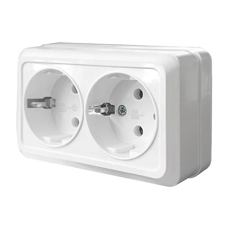 Розетка о/у Олимп О0128, 2 гнезда, с/з, белая