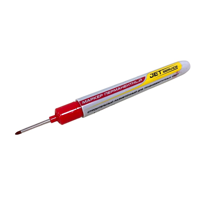Маркер JetService перманентный разметочный с удлиненным наконечником красный 1мм