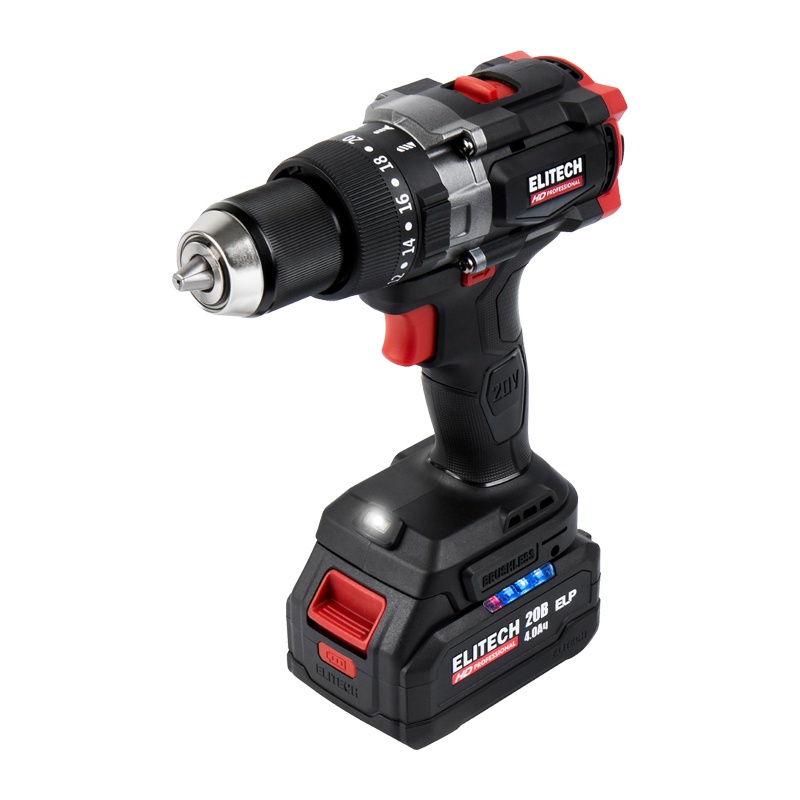 Дрель-шуруповерт ударный аккумуляторный Elitech HD CD 20BL2 13мм, 130 Нм, 20 В, Li-ion, 1х4 Ач, кейс
