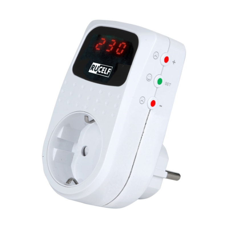 Реле напряжения в розетку Rucelf с дисплеем, 230В, 16А
