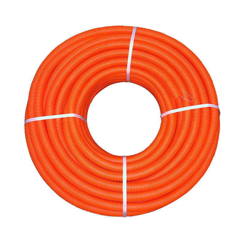 Труба ПНД тяжелая с зондом, d=20 мм, гофра, оранжевая (бухта-100 п.м.)