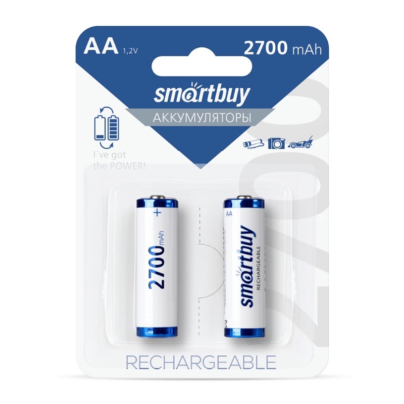 Аккумулятор Ni-Mh Smartbuy, тип АА, 1,2 В, 2,7А*ч (уп. 2 шт.)
