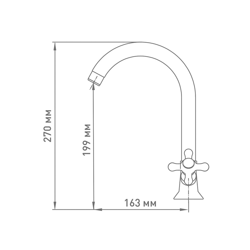 Смеситель для кухни Klip 1405-02, крестообразный маховик