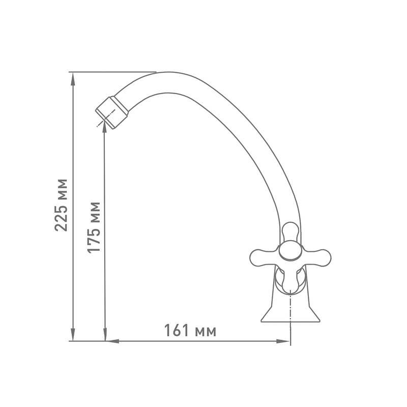 Смеситель для кухни Klip 1405-03, крестообразный маховик