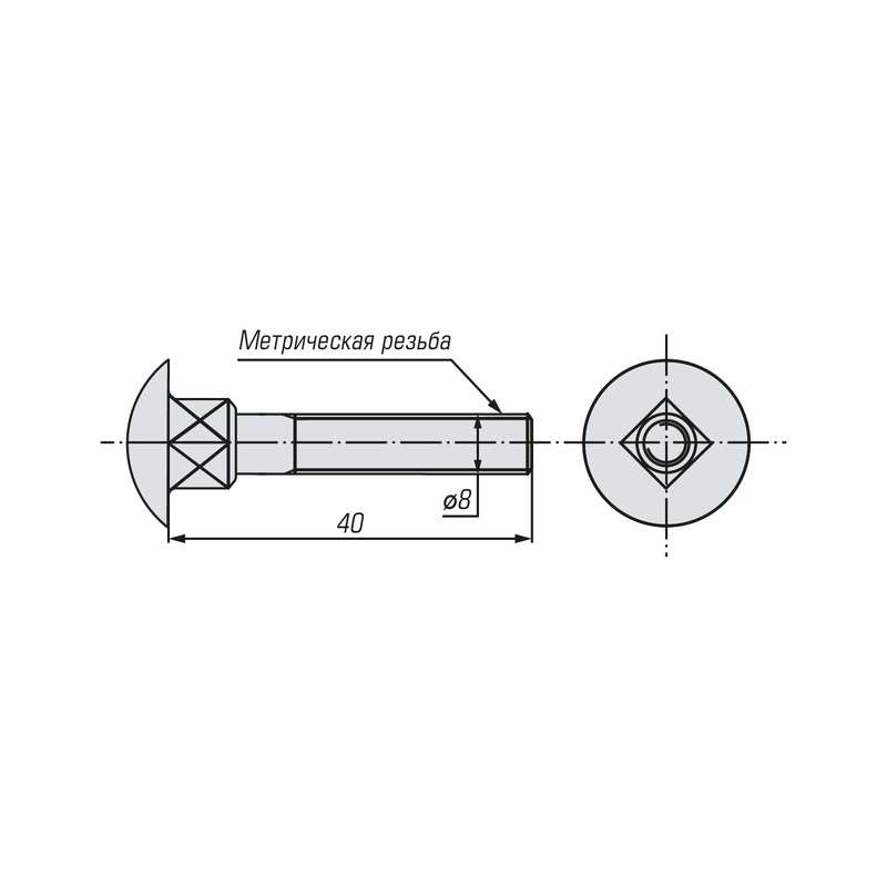 Болт мебельный SWFS DIN603 М8х40 (100 шт)
