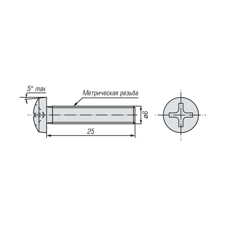 Винт SWFS DIN7985 М6х25 (2400 шт)