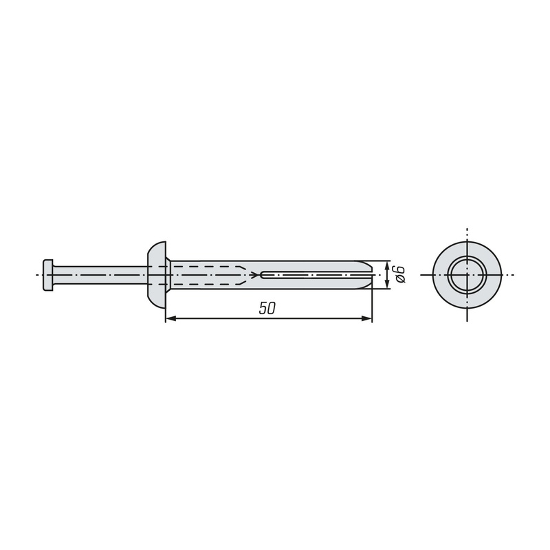 Дюбель-гвоздь металлический SWFS 6х50 (100 шт)