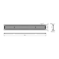 Решетка для лотка Standartpark Basic DN100 с возможностью крепления, 1000х136 мм, щелевая, оцинкованная, 20101